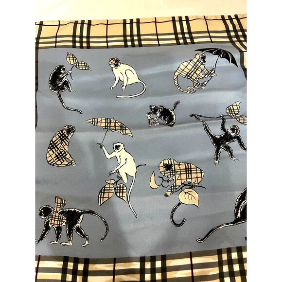 Burberry Silk Monkey House Check Pattern Scarf - Picture 2 of 5